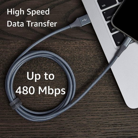 Dark Gray USB-A to Lightning Charger Cable Nylon Braided Cord MFi - Picture 7 of 8